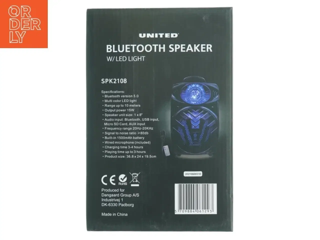 Billede 3 - United Bluetooth Højttaler med LED lys fra United (str. 36,8 x 24 x, 19,5 cm)