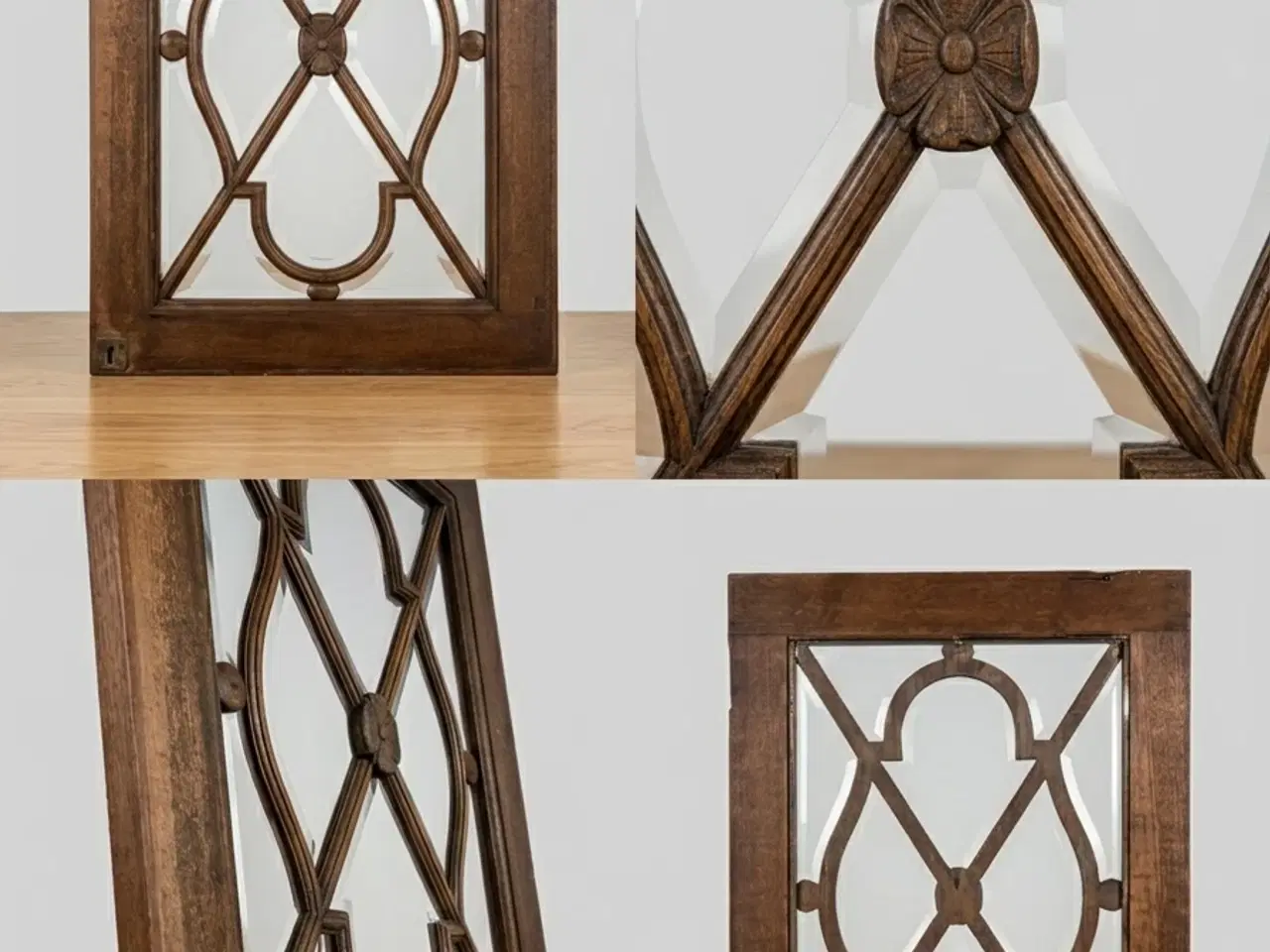 Billede 1 - Unik antik egelåge med fasetslebet glas – 92x66 cm