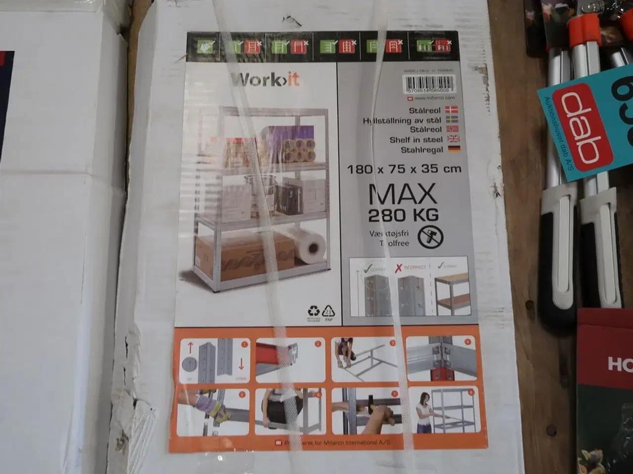 Billede 3 - Work-it Stålreol 4 hylder 280 kg. 35x75x180cm.