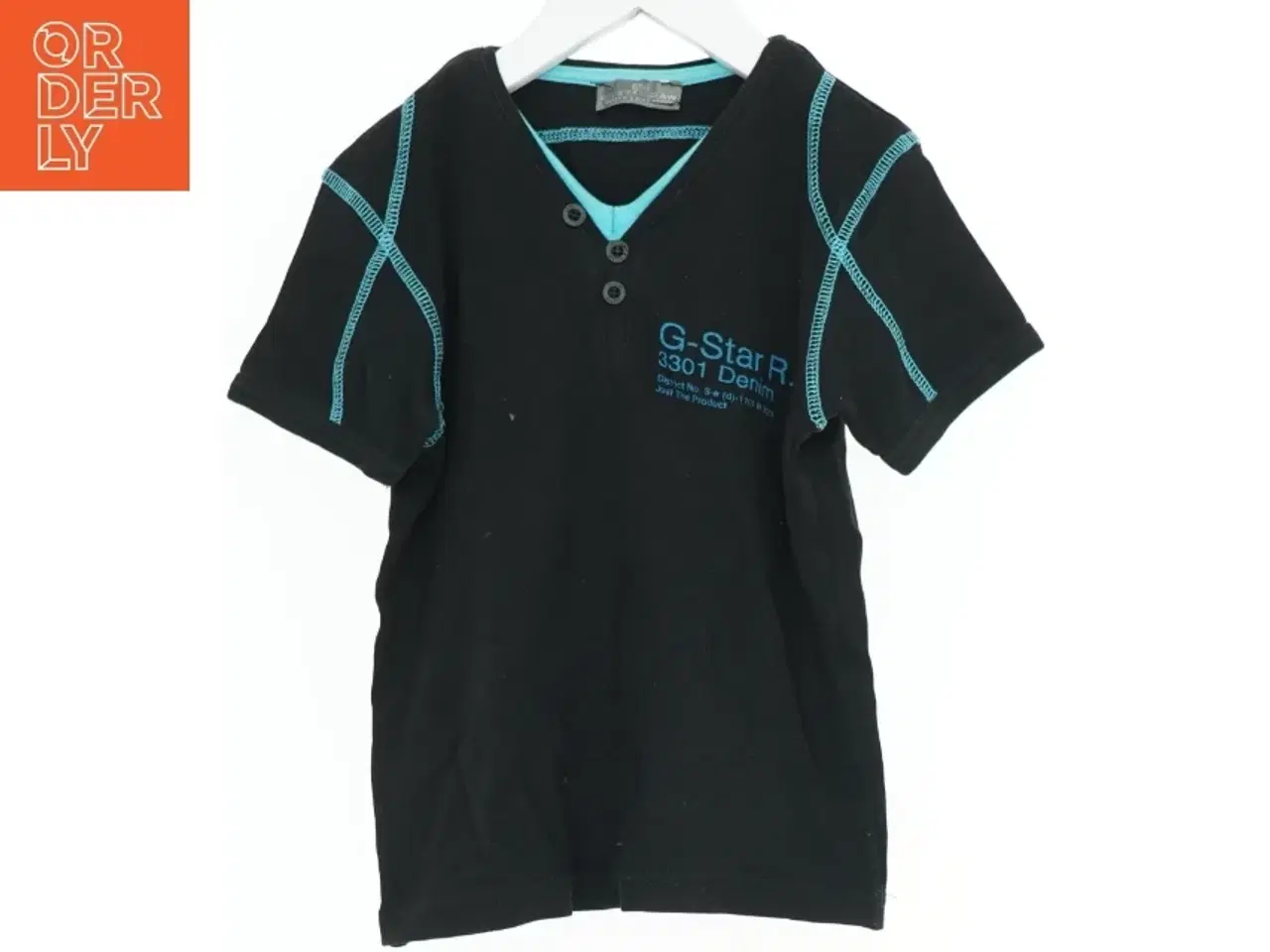 Billede 1 - Sort G-Star t-shirt med blå detaljer fra G-star Raw (str. 128)