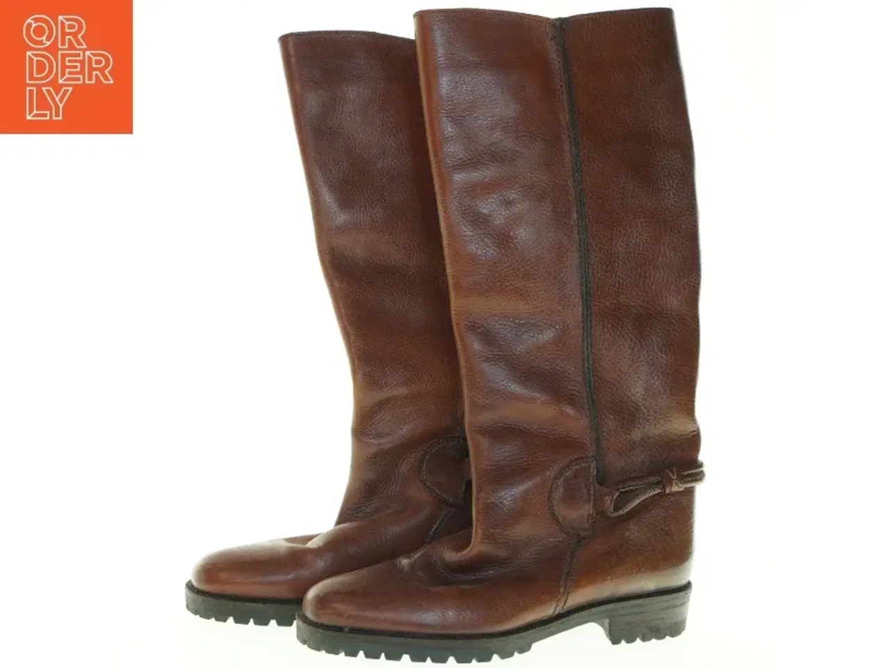 Billede 5 - Brune læderstøvler til kvinder fra Elastomere (str. 37)