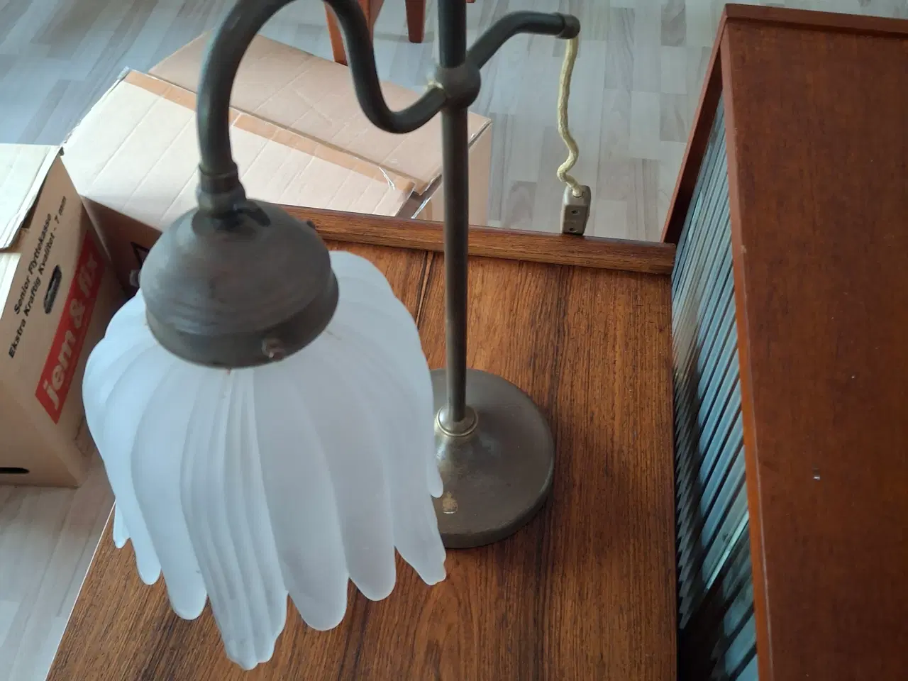 Billede 6 - Ældre dansk bordlampe I art nouveau stil 