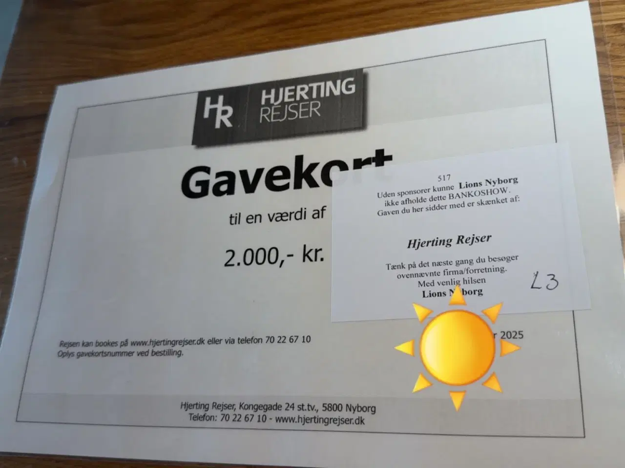 Billede 1 - Gavekort til Hjerting Rejser