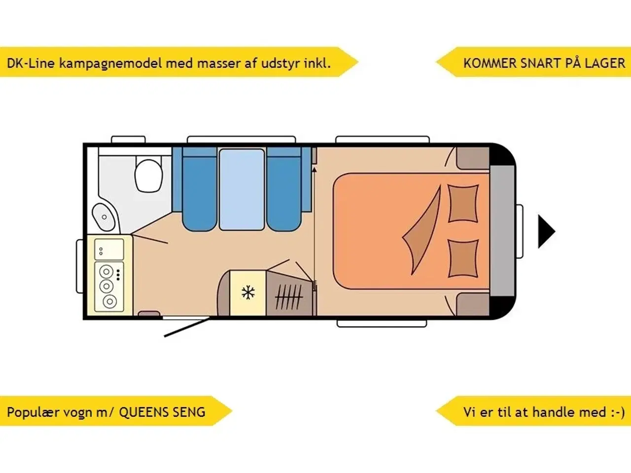 Billede 1 - 2026 - Hobby De Luxe 460 SFf   NY 2026 DK-LINE. m/QUEENS SENG og masser af udstyr inkl. i prisen. KOMMER SNART PÅ LAGER = hør nærmere.