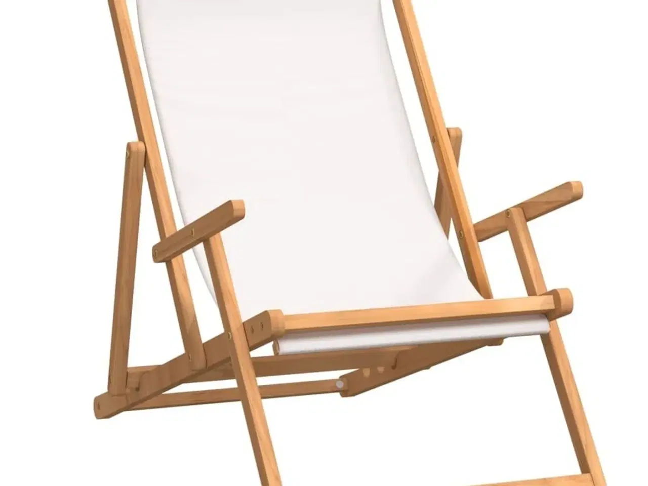 Billede 2 - Foldbar strandstol massivt teaktræ cremefarvet