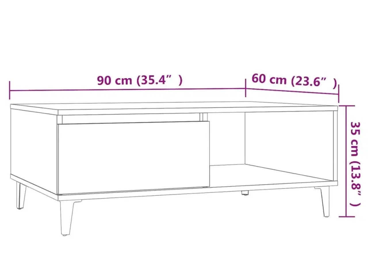 Billede 9 - Sofabord 90x60x35 cm spånplade betongrå