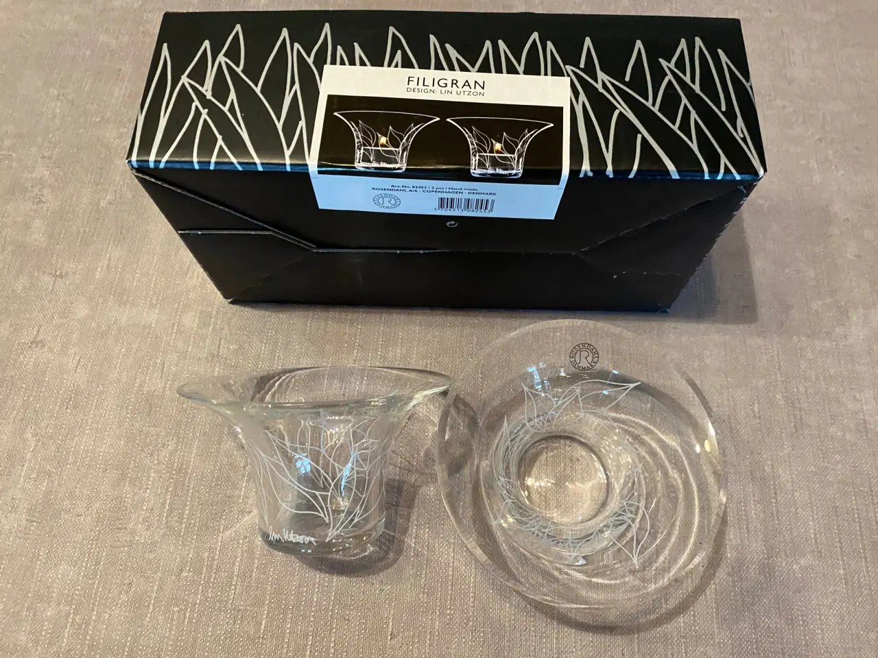 Billede 3 - Rosendahl Filigran glasskål, lysestager og vase