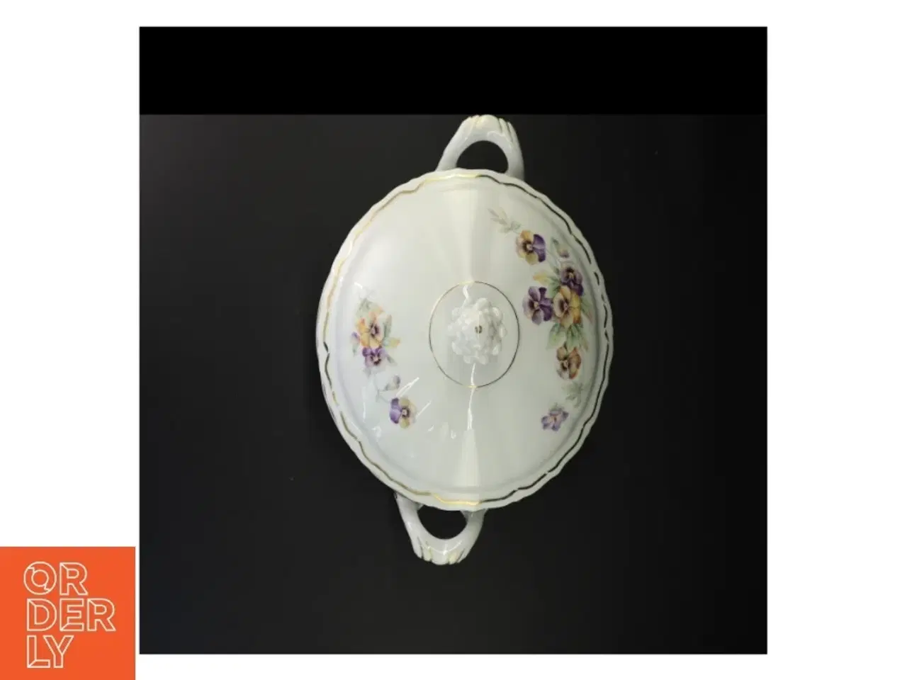 Billede 3 - Porcelæns suppeterrin med blomsterdekoration fra Bavaria (str. 21 x 21 cm)