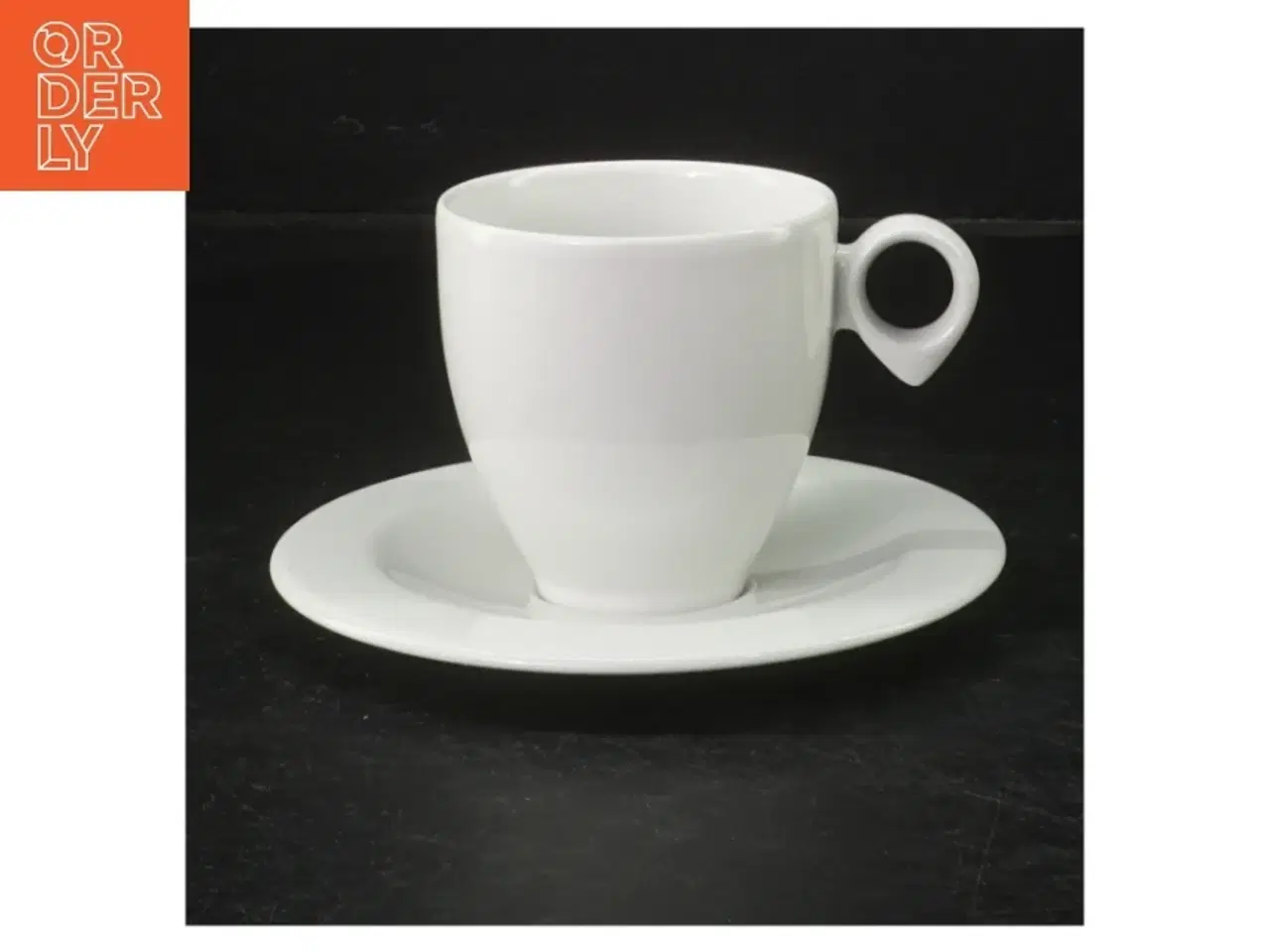 Billede 4 - Sæt af 2 hvid kaffekopper med underkopper fra Figgjo (str. 8 cm. 2 styk)