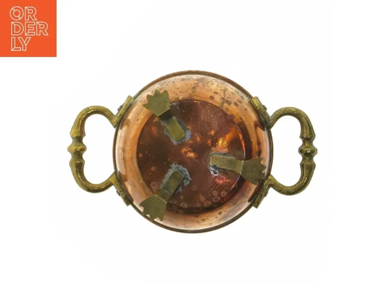 Billede 3 - Kobberskål med håndtag og ben (str. Ø 12,5 cm)