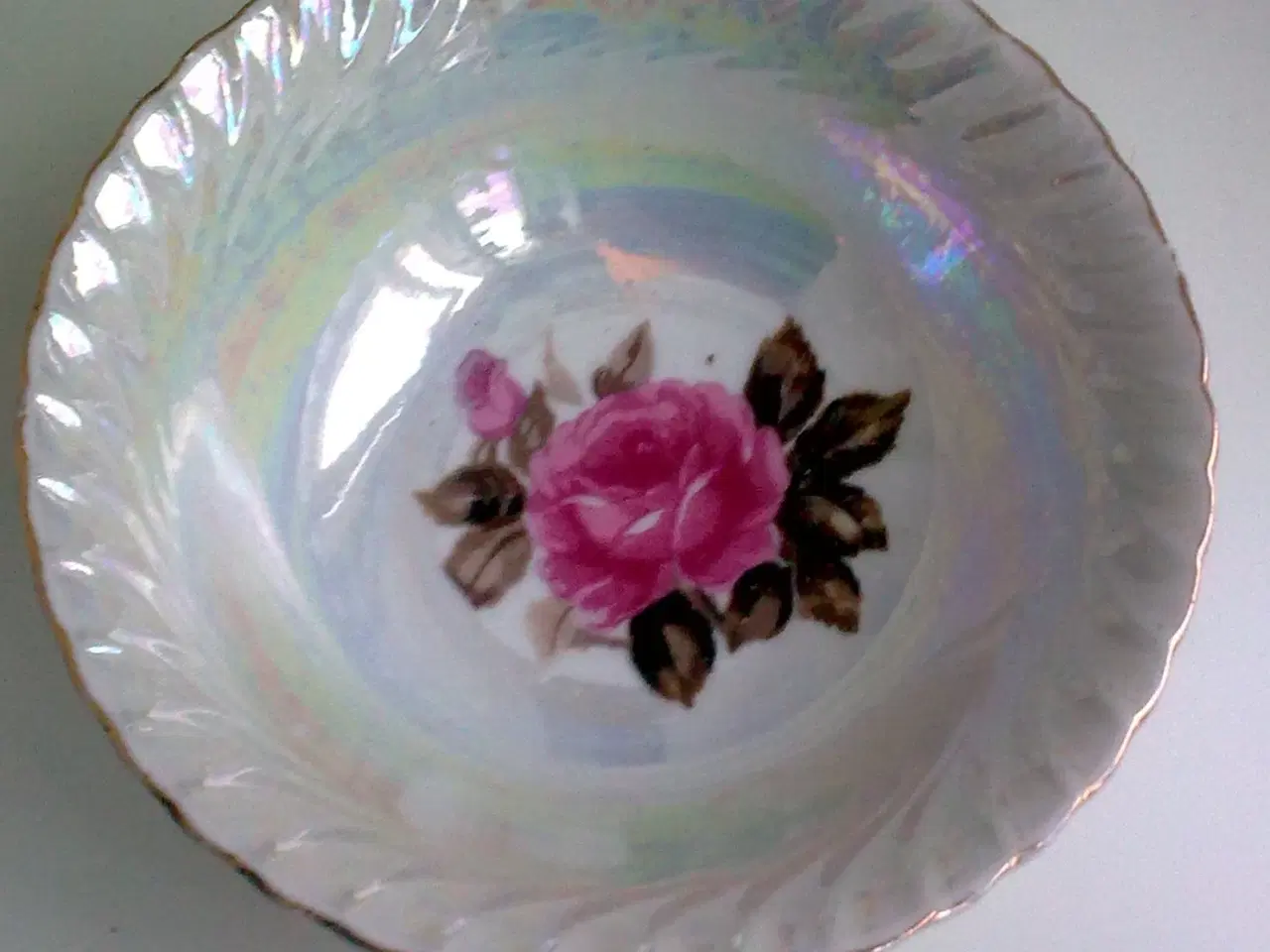 Billede 12 - Perlemor pink gul kurv m guld el rose skål SOLO