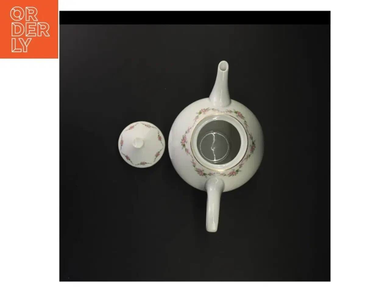 Billede 6 - Porcelæn tekande med blomstermotiv fra Benedikte (str. 26 x 14 cm)