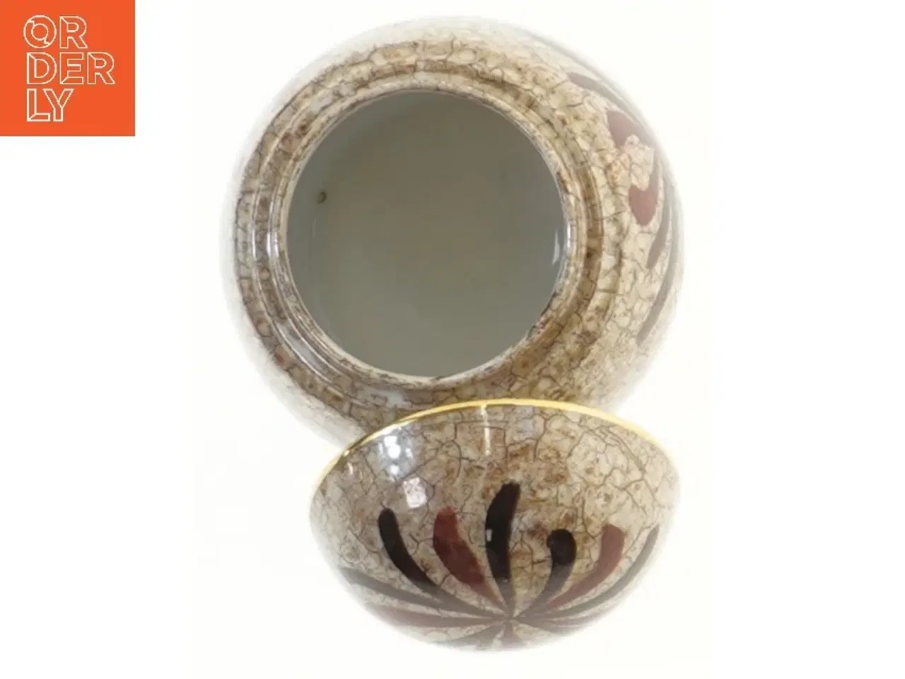 Billede 3 - Dekorativ porcelæn ingefærkrukke med låg (str. Ø 8,5x9,5 cm)