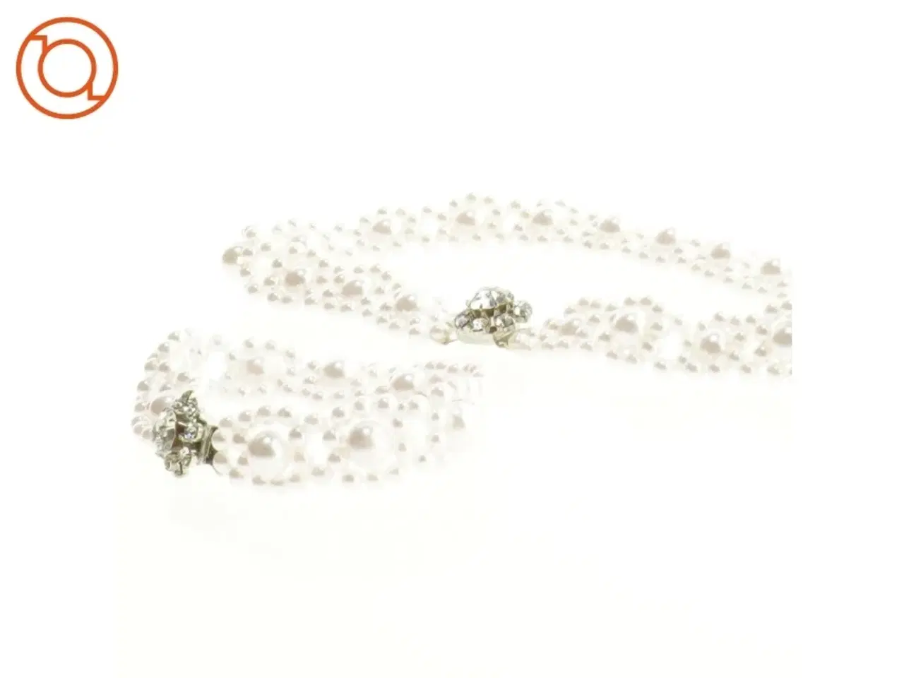 Billede 2 - Perlehalskæde og armbånd med rhinsten (str. 18 og 9 cm)