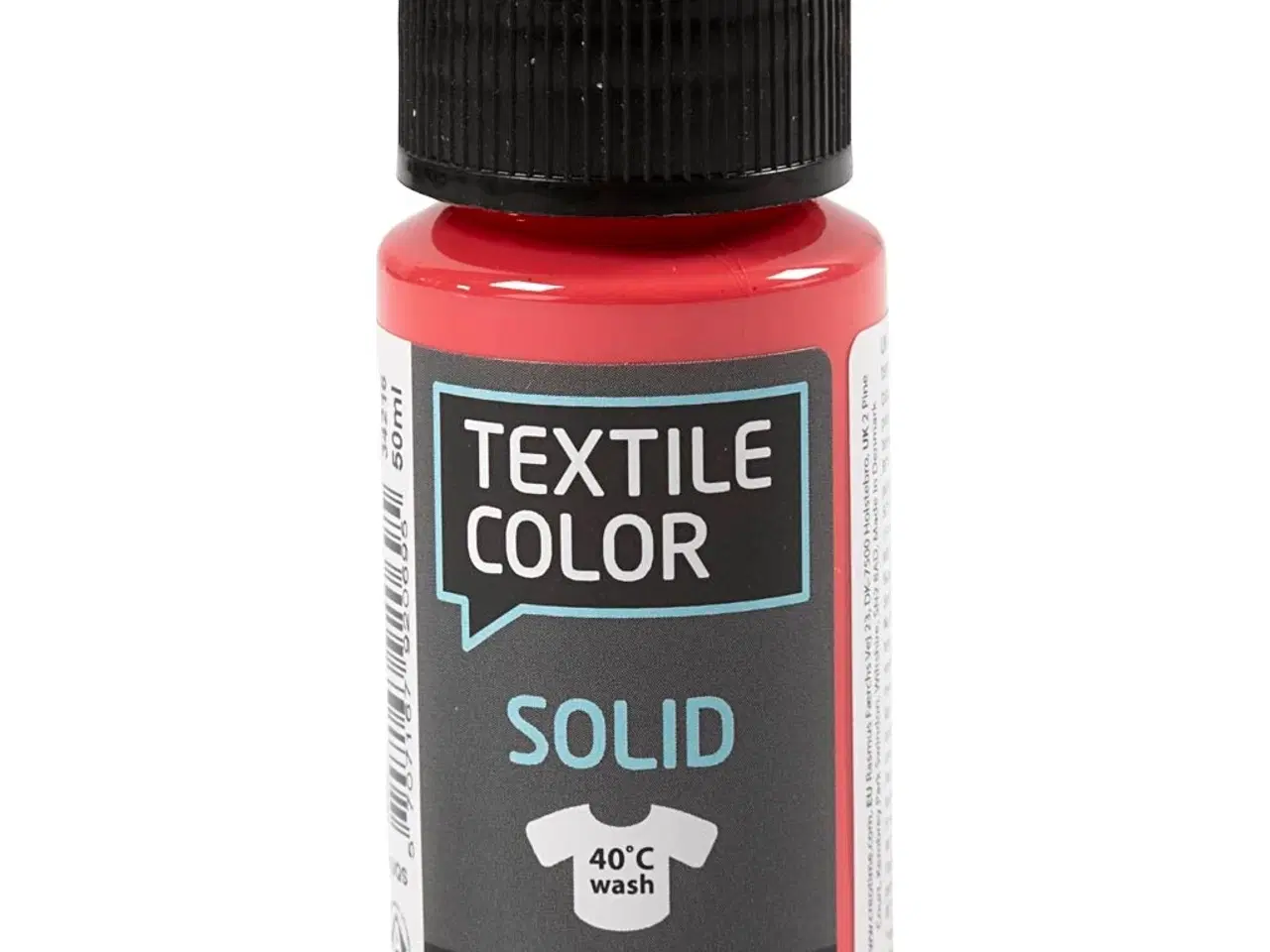 Billede 1 - Textile Solid Rød Tekstilmaling 50ml - Dækkende Kvalitet
