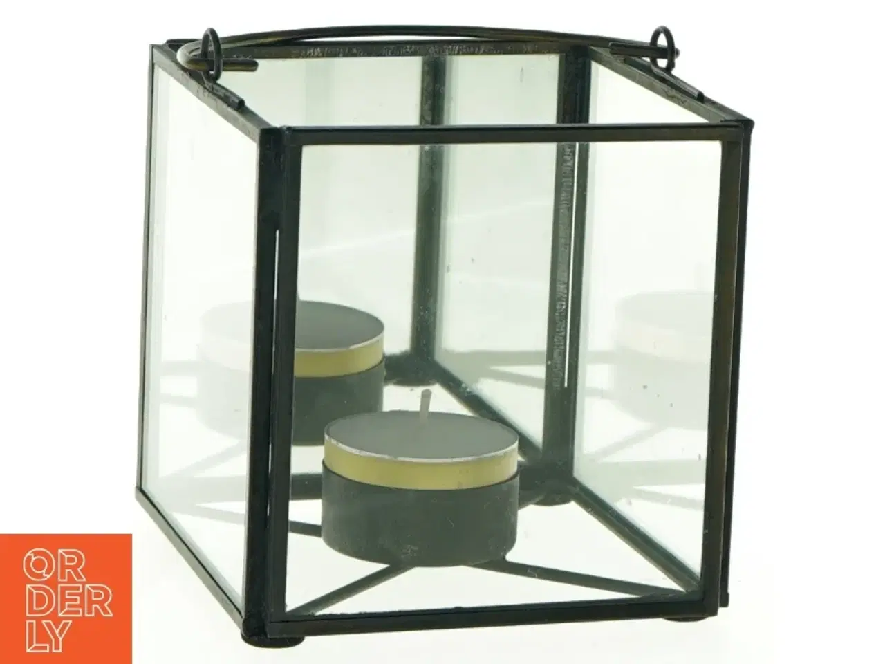 Billede 1 - Glas og metal lysestage (str. 10 x 10 cm)