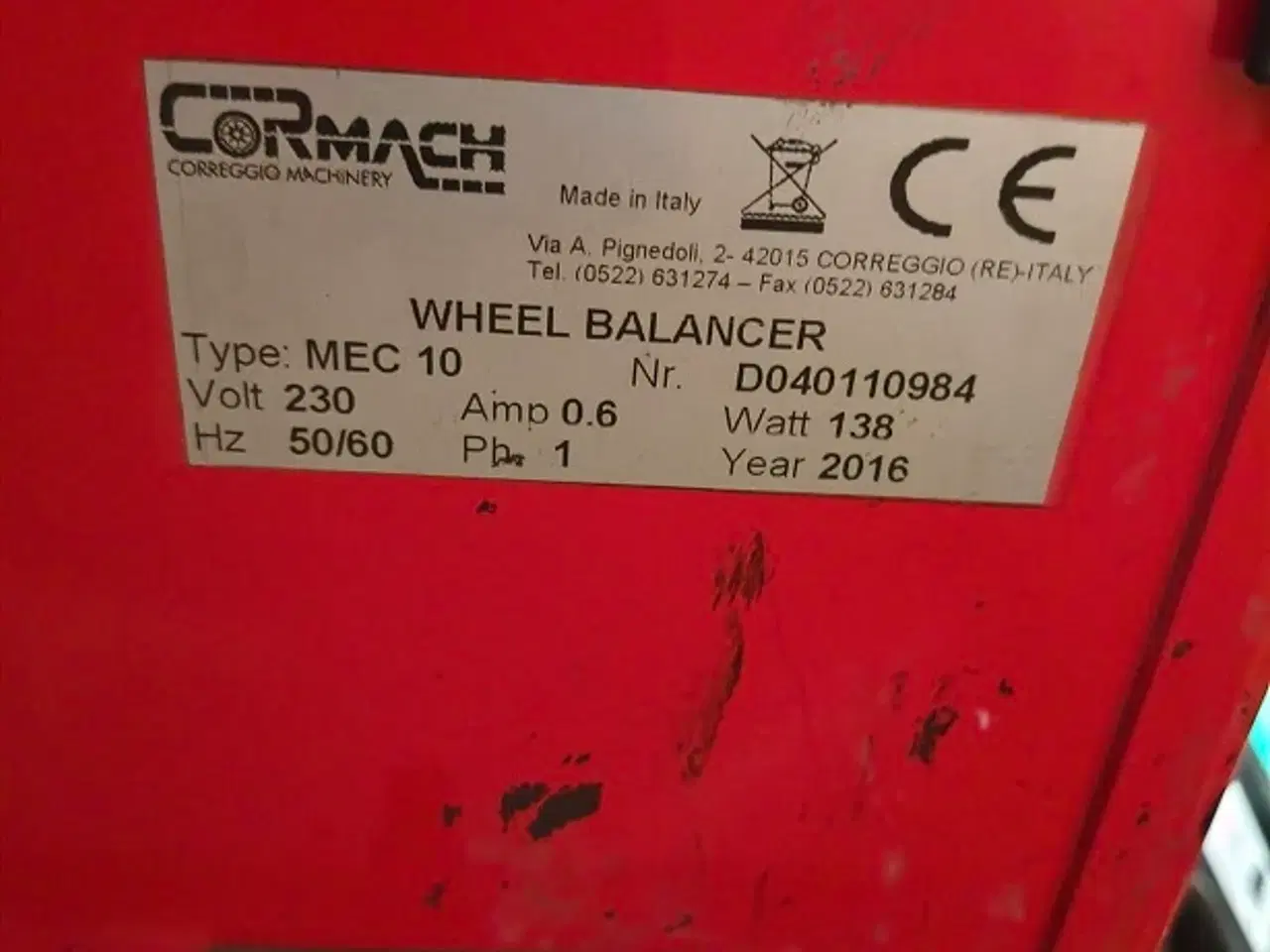 Billede 3 - Afbalanceringsmaskine til dæk - Cormach MEC10