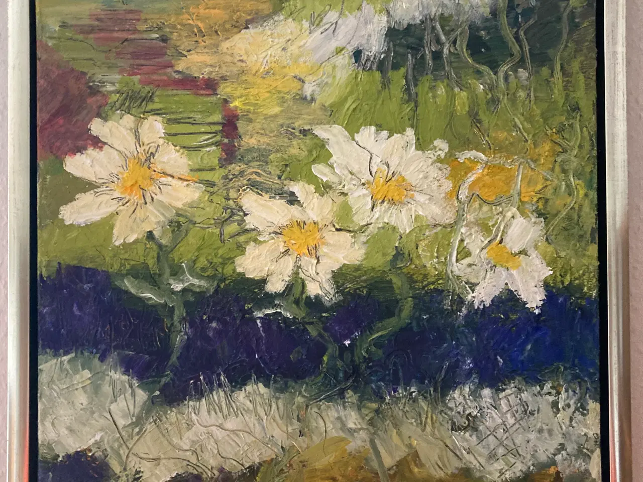 Billede 2 - Maleri med hvide blomster