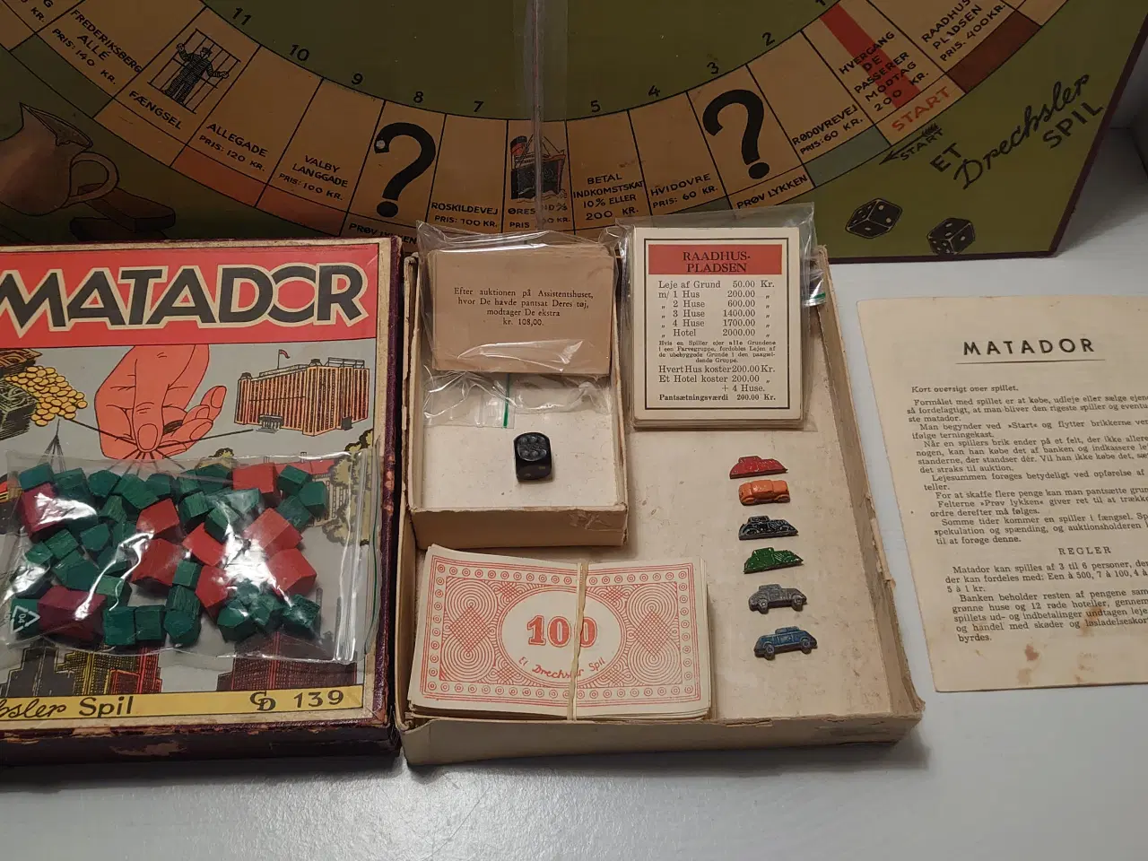 Billede 2 - Komplet matadorspil fra før 1948 med metalbiler.