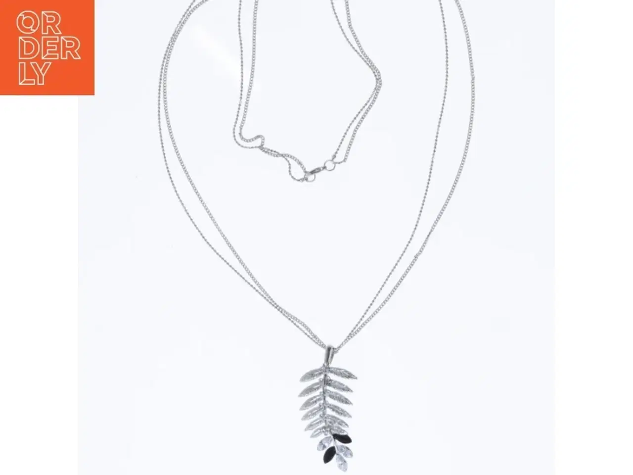 Billede 2 - Sølv halskæde med bladvedhæng (str. 80 cm)