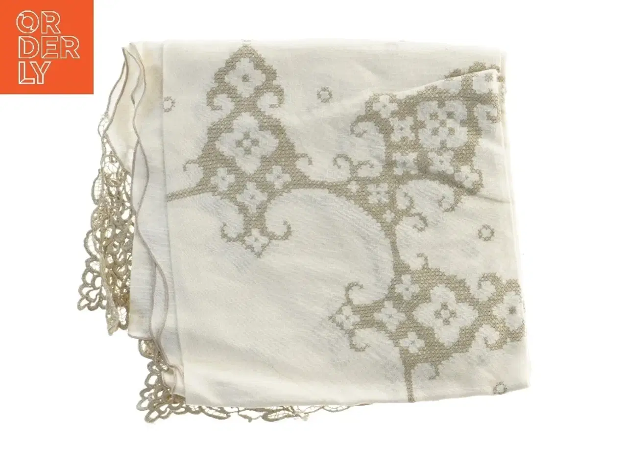 Billede 1 - Broderet dug (str. 130x120 cm)