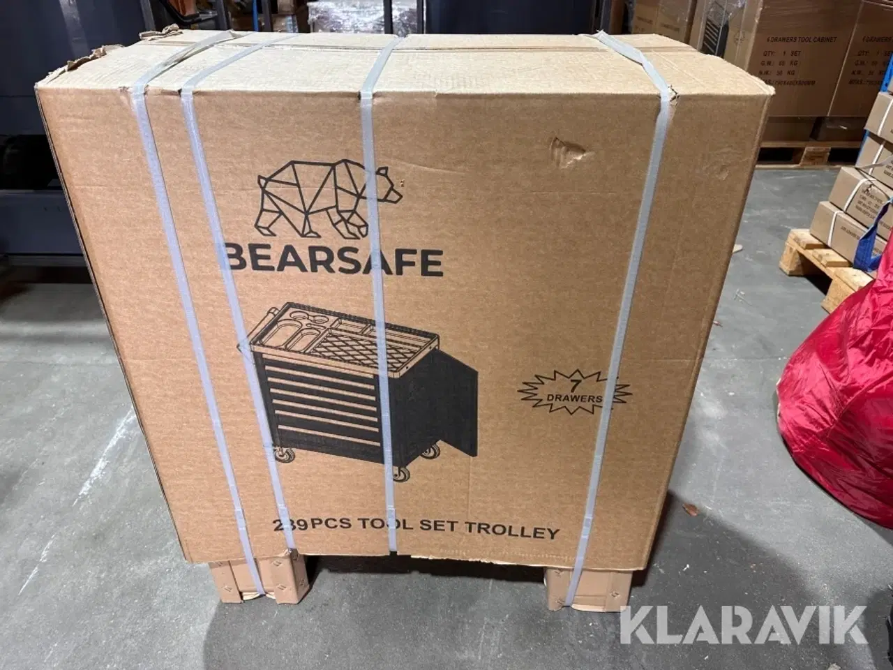 Billede 11 - Værktøjsvogn Bearsafe med 7 skuffer og indhold