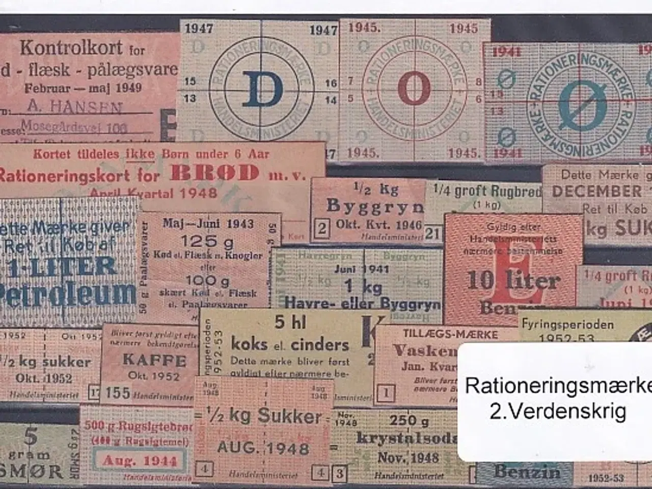 Billede 1 - Rationeringsmærker - 2. Verdenskrig
