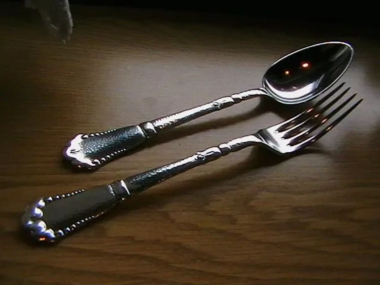 Billede 2 - Hammerslået sølvplet spiseske + gaffel
