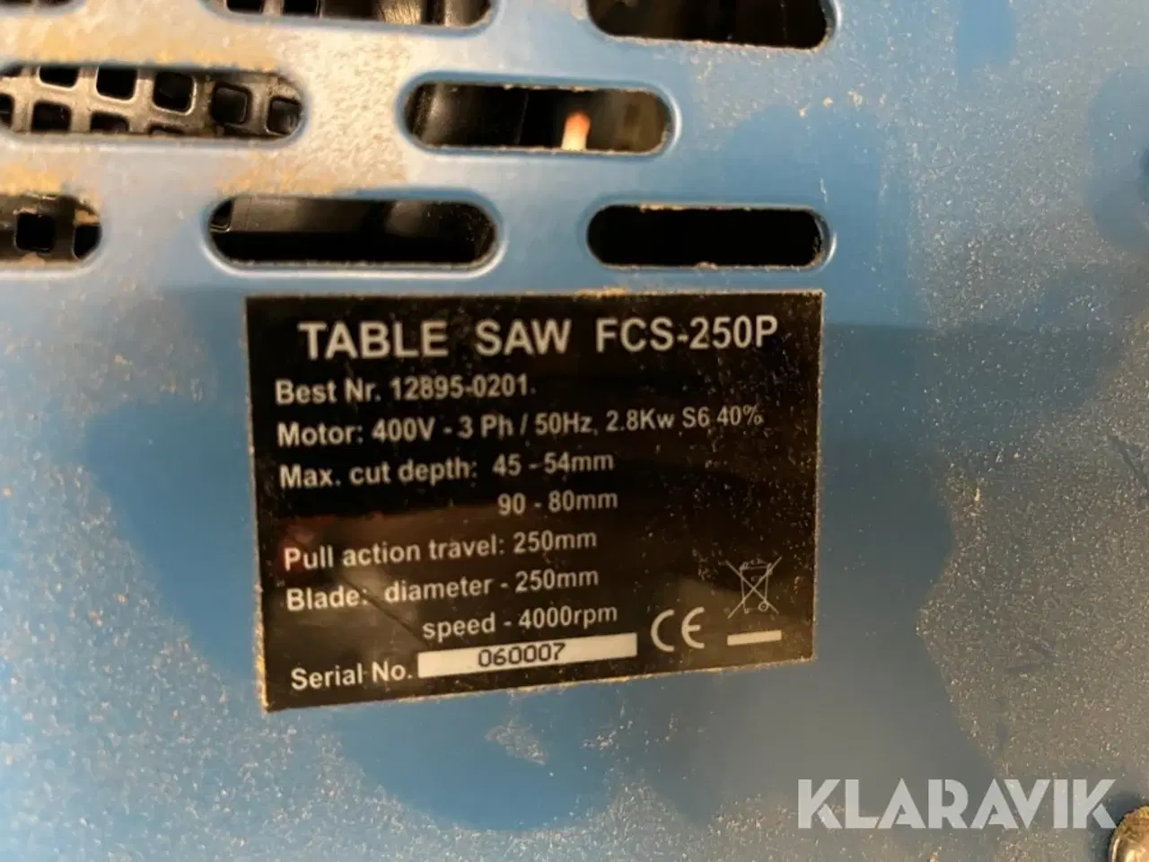 Billede 4 - Bordrundsav Ferax FCS-250P med spånsuger