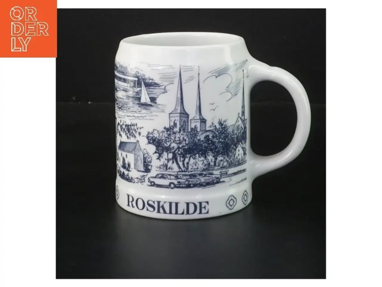 Billede 1 - Krus med Roskilde motiv fra Bing & Grøndahl (str. Ø 8,5 cm længde 12 cm)