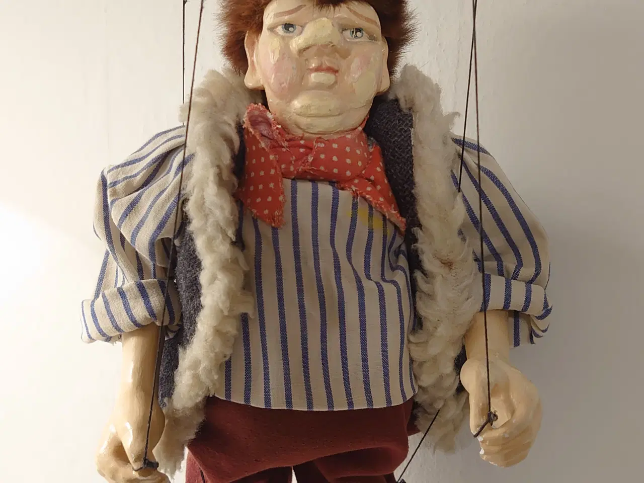 Billede 2 - Antik marionetdukke i gips, træ og stof.