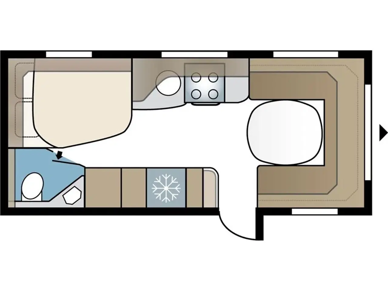 Billede 14 - 2011 - Kabe Royal 560 XL KS   mover, rundsiddegruppe, ALDE centralvarme, skind i siddegruppe, vandbåren gulvvarme, køleskab, stabilisator, fransk dobbeltseng