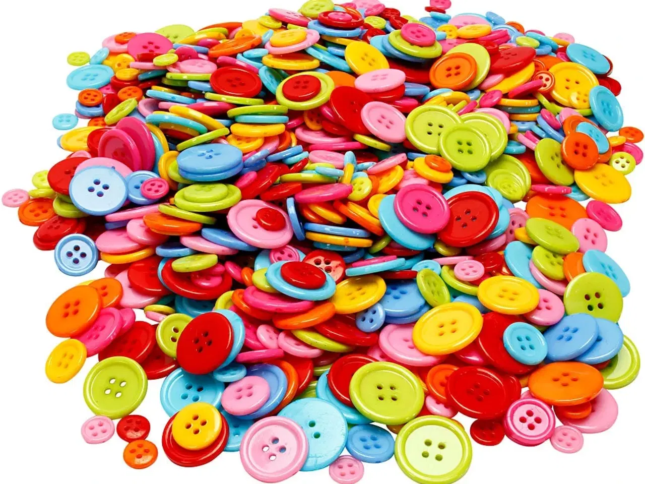 Billede 1 - Knappemix - Runde Plastknapper, 500g, 4 størrelser