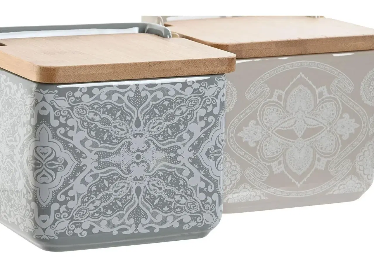 Billede 2 - Saltkar med låg - blå/beige/pink/syren, bambus, 750 ml (2 stk)