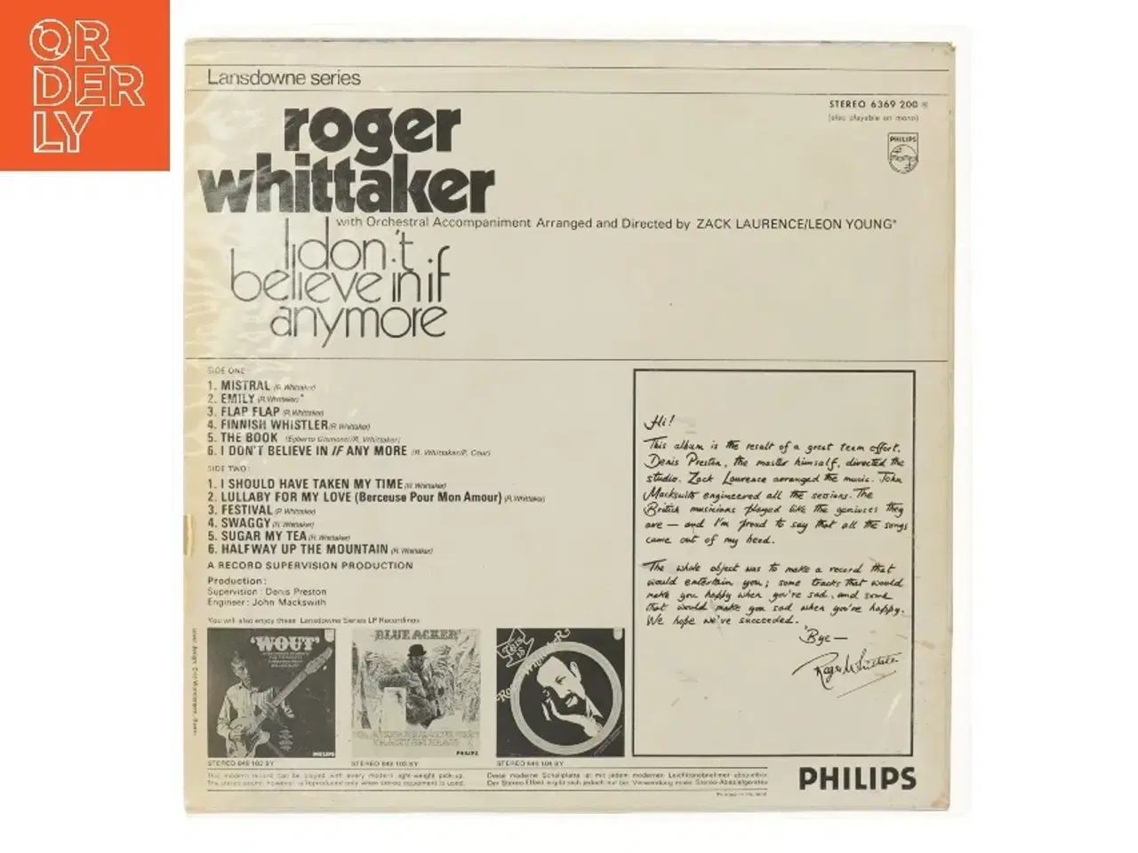 Billede 2 - Roger Whittaker LP - I Don&#39;t Believe In If Anymore fra Philips
