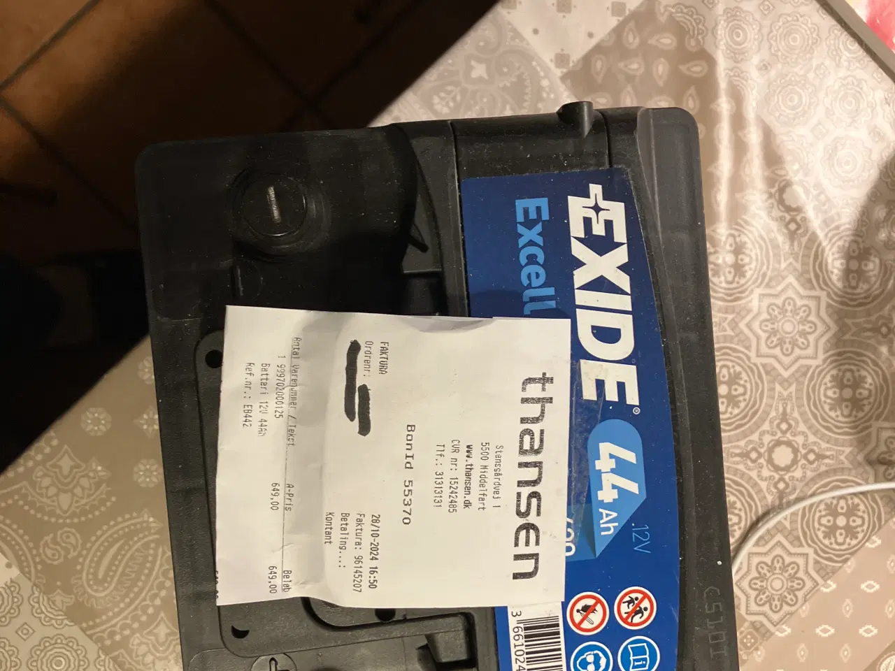 Billede 2 - Bilbatteri 12 volt, EXIDE 44 Ah EB442 nyt Batteri