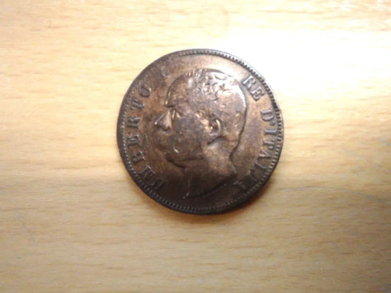 Billede 1 - 1893 Italiensk Kobbermønt 10 Centesimi 