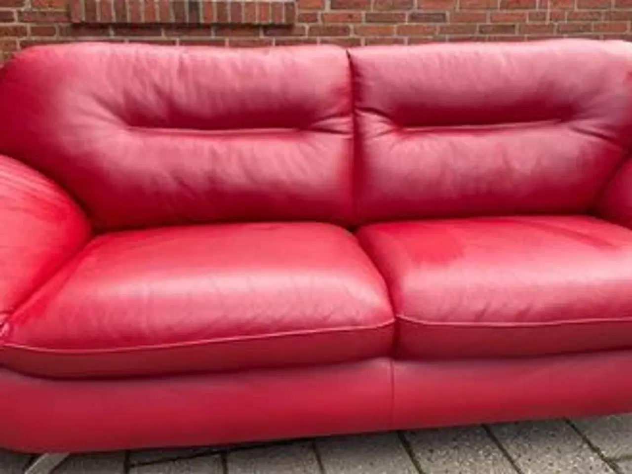 Billede 1 - Flot rød læder sofa 