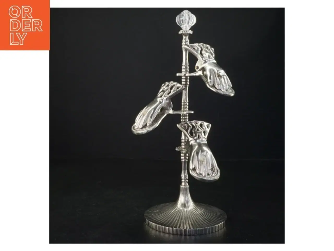 Billede 2 - Sølv Art Deco Stativ med håndformede klemmer (str. 30 cm)