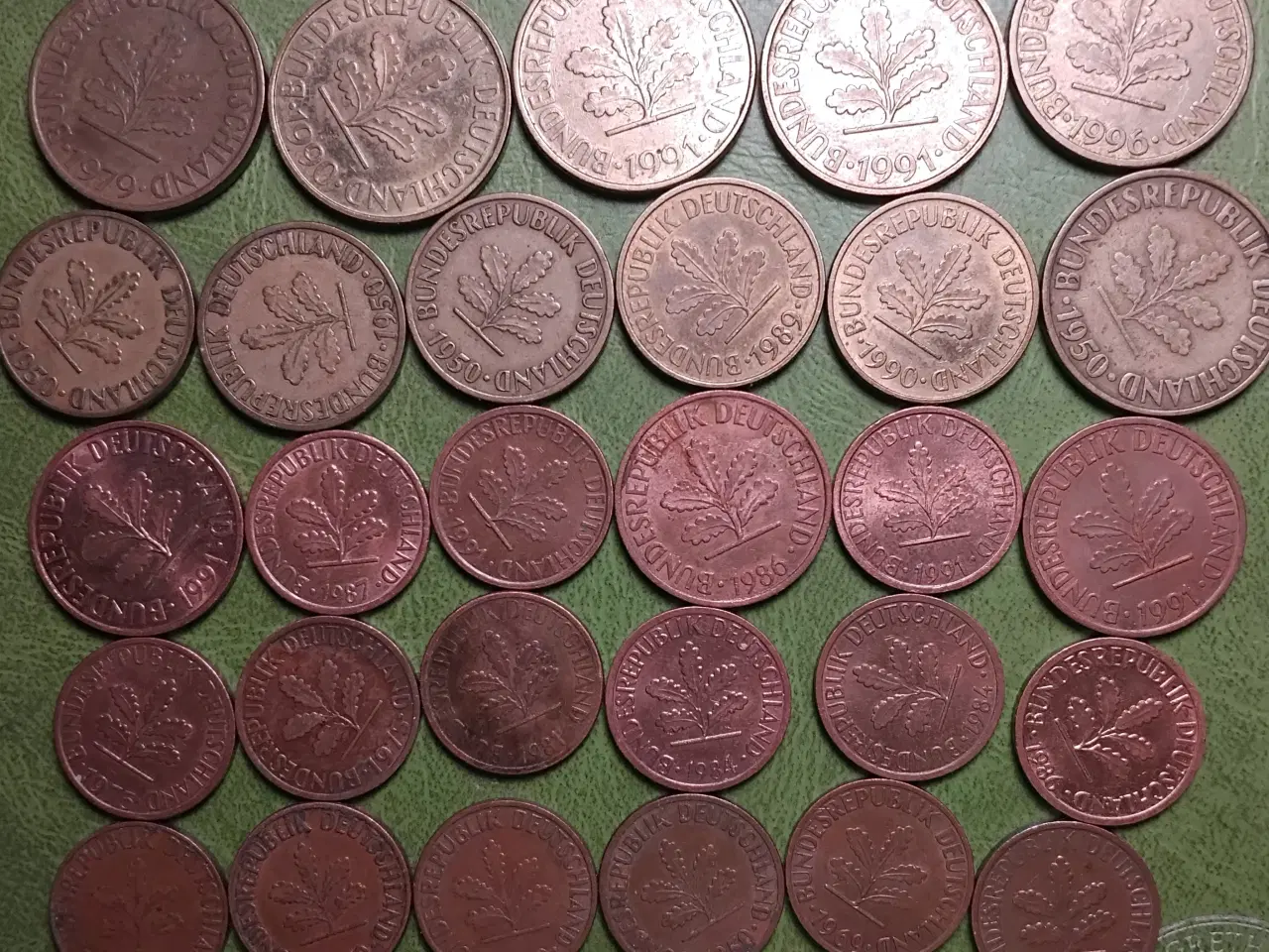 Billede 2 - TYSKLAND 15 x 1 PFENNIG + 3 x 2 PF+ 5 x 5 PF+6 x10