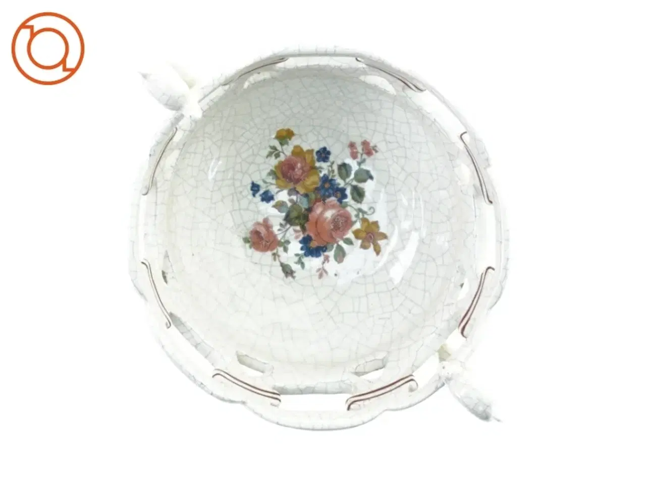 Billede 2 - Opsats i porcelæn med blomstermotiv. (Højde 15 cm. Bredde 20 cm.)