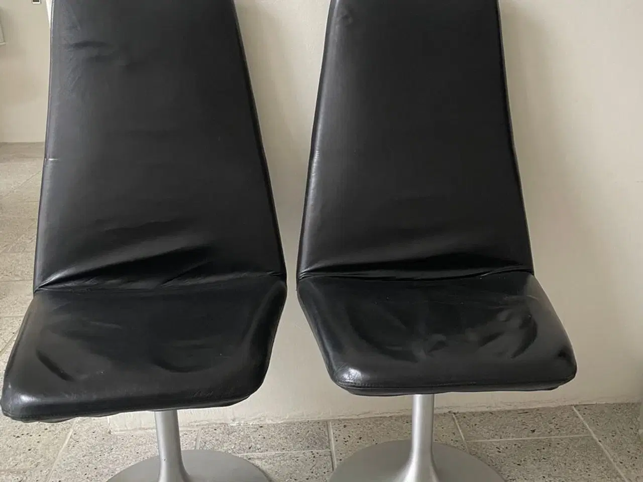 Billede 1 - Lædder stole med rustfri dreje sokkel