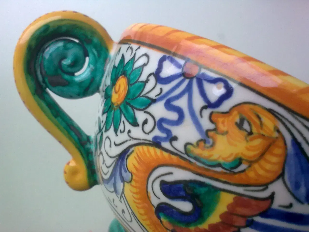 Billede 2 - Keramik Italien HÅNDLAVET Låg krukke Majolika