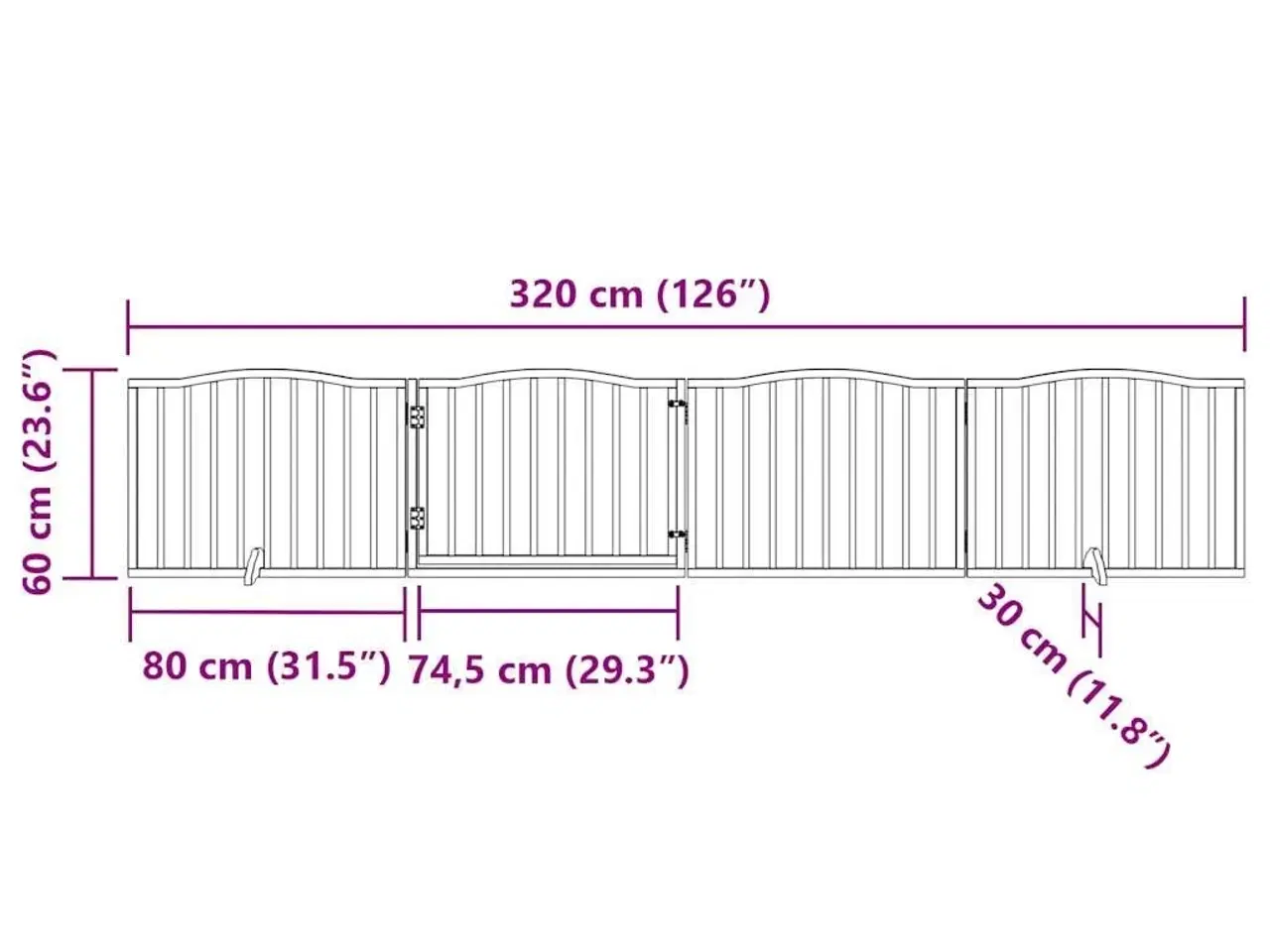 Billede 11 - Hundelåge med dør 4 paneler 320 cm foldbar poppeltræ hvid
