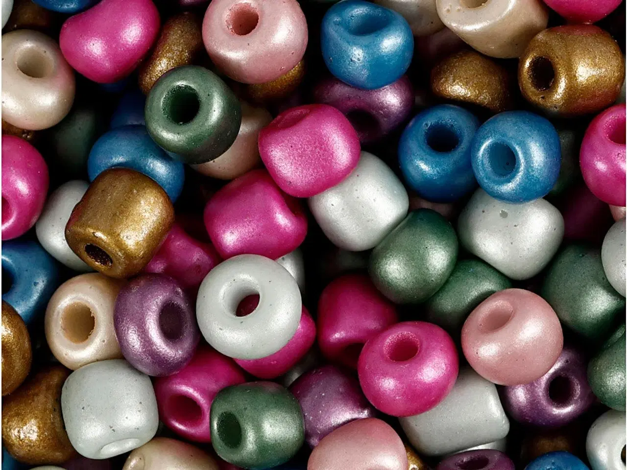 Billede 1 - Rocaiperler, diam. 5 mm, str. 4/0, hulstr. 1,2 mm, metallicfarver, 720g/ 1 ds.