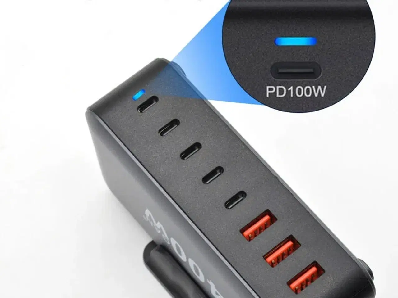 Billede 4 - Ladestation GaN 400W – 8 porte (USB-C & USB-A) – Hurtig opladning til mobil og bærbar computer