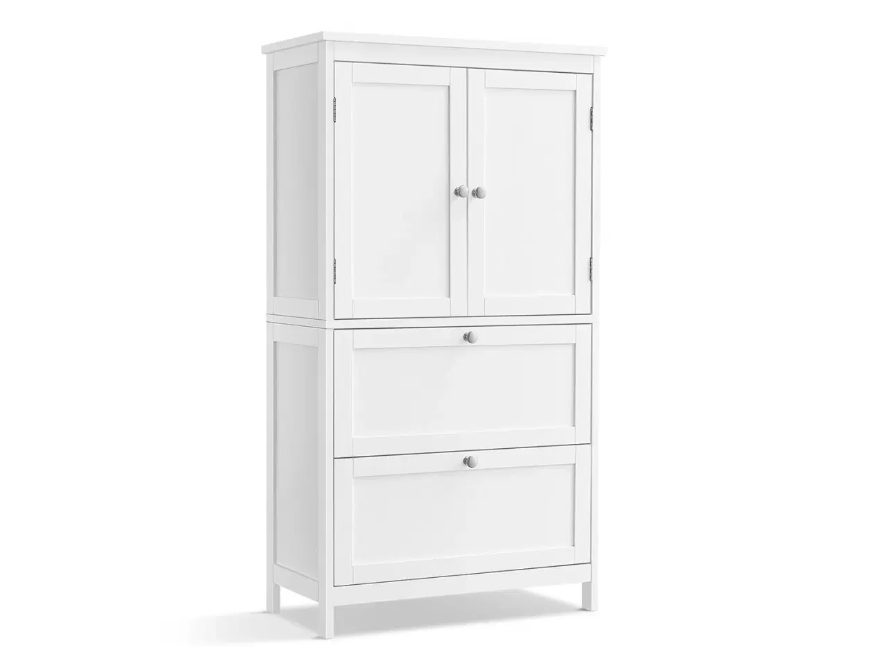 Billede 1 - Badeværelsesskab på gulv fritstående skab med 2 skuffer og 2 døre, justerbar hylde, 30 × 60 × 110 cm, hvid