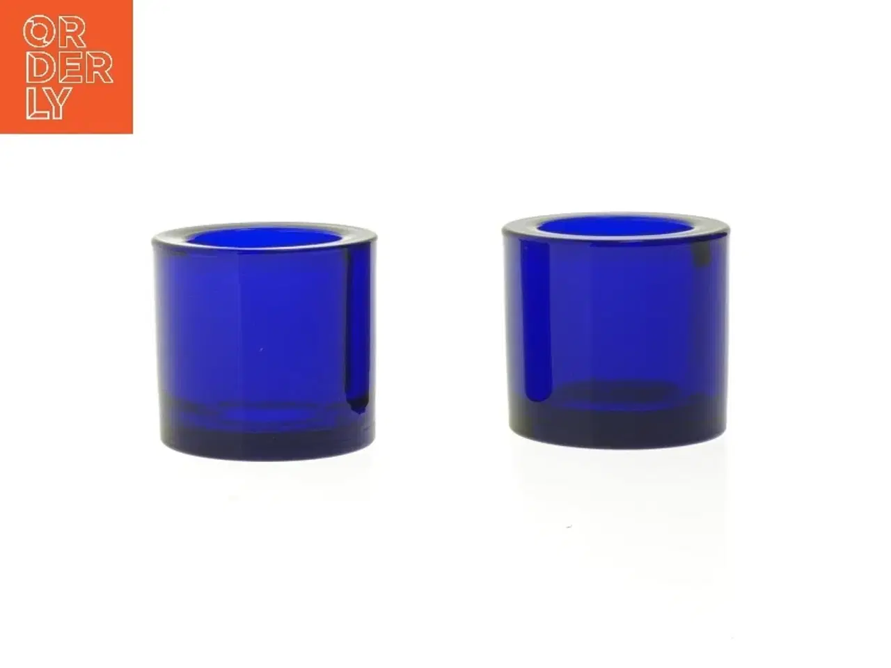 Billede 1 - Blå glas lysestager fra Marimekko (str. Ø 6,5xh6 cm)