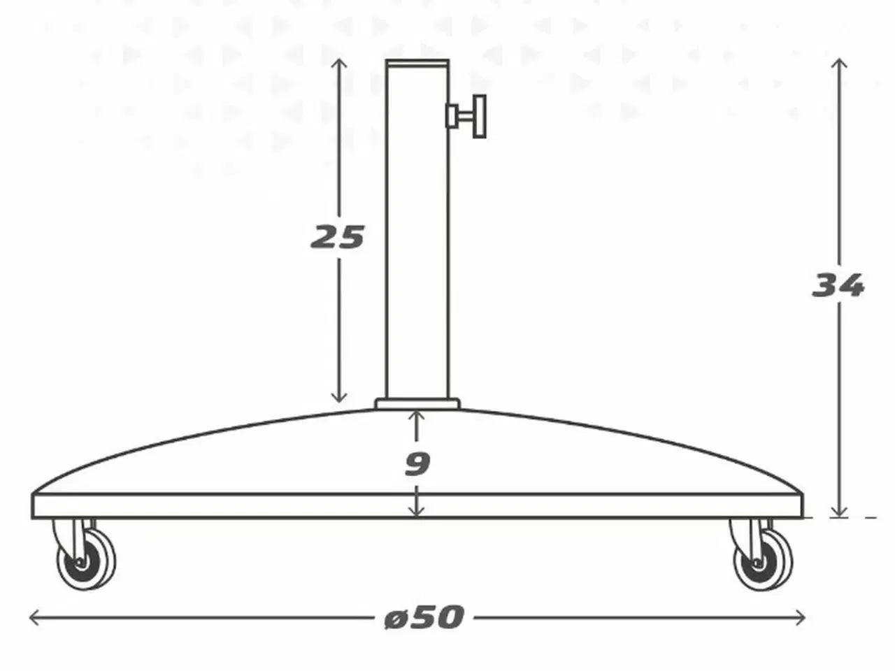 Billede 2 - Aktive parasolfod med hjul - sort 25 kg, Ø 50 cm