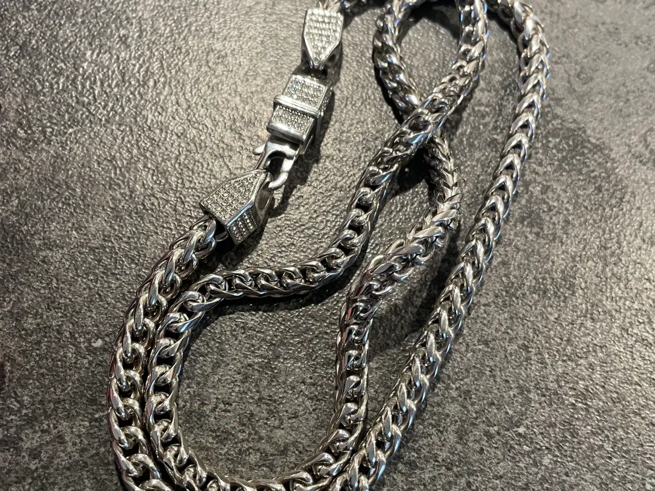 Billede 4 - 6mm, 14kt hvid- goldfilled Franco kæde